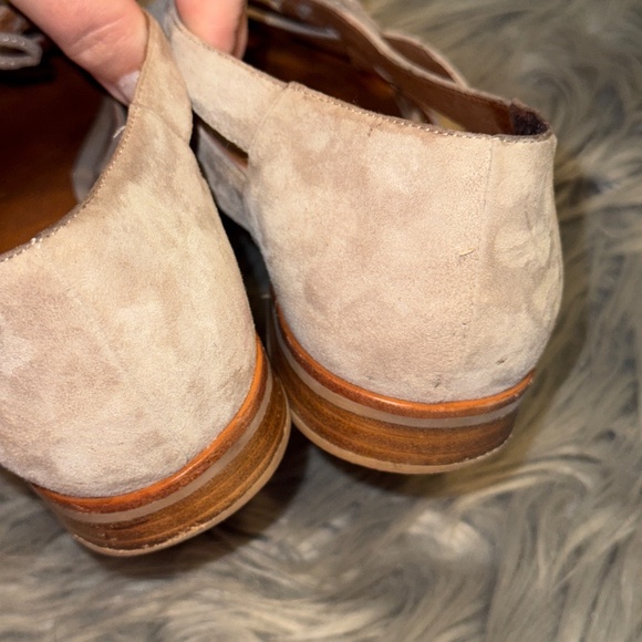 EUC Jeffrey Campbell Anthropologie Canela Woven Oxfords Tie Front Beige Size 9 - Picture 7 of 12